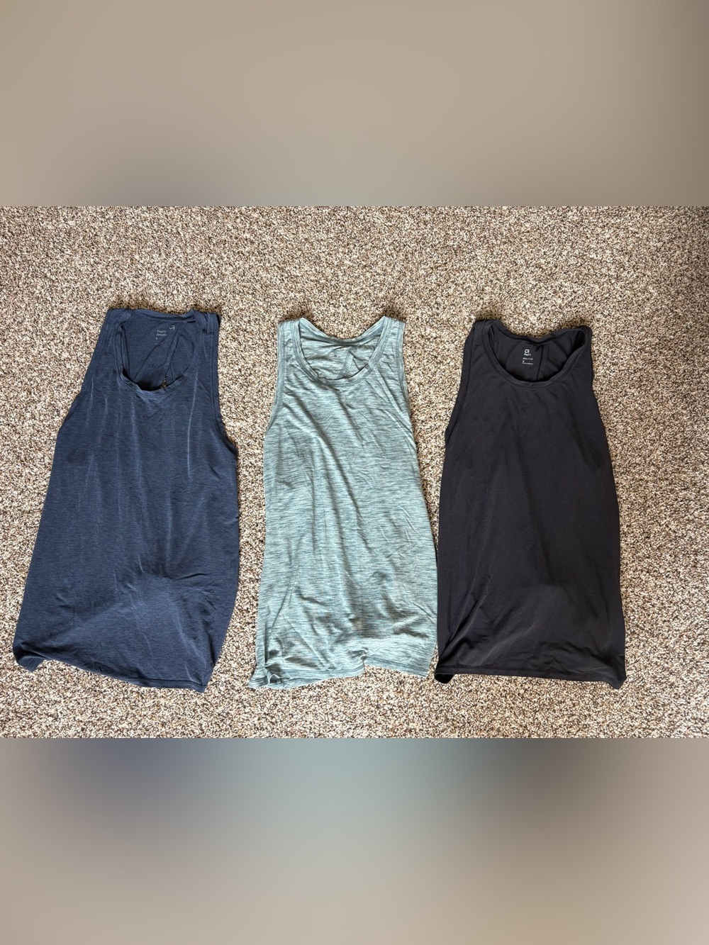GAP fit Breathe Trio of tie back tanks in Seafoam, Navy and Black